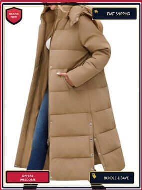 Women's Long Maxi Down Puffer Coat Winter Waterproof Fleece Lined Jacket